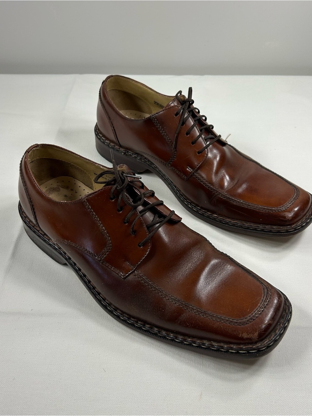 Stacy Adams Cognac Brown Leather Oxford Lace-Up Dress Shoes 23083-03 Men 10.5 M